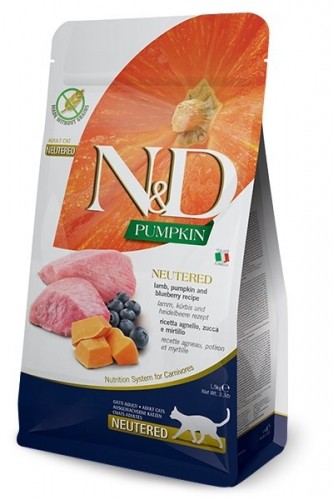 Dry cat food -  FARMINA N&D CAT PUMPKIN LAMB&BLUEBERRY ADULT 300g image 1