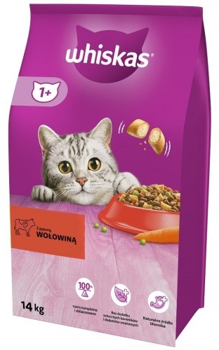 WHISKAS Adult Beef - dry cat food - 14 kg image 1