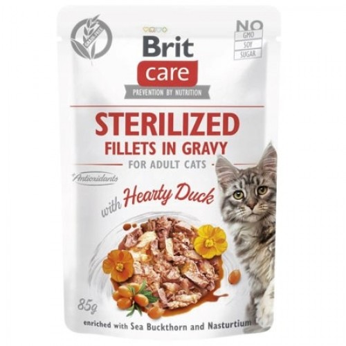 BRIT Care Cat Sterilized Hearty Duck Pouch - wet cat food - 85 g image 1