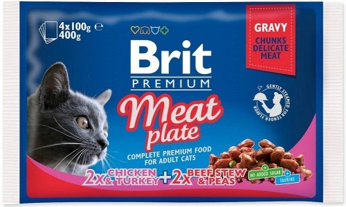 BRIT Premium Cat Meat Plate - wet cat food - 4x100g image 1