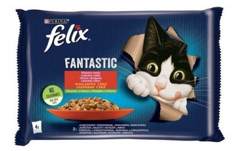 Purina Nestle Felix Fantastic country flavors meat with vegetables - chicken with tomatoes, beef with carrots - 340g (4x 85 g) image 1