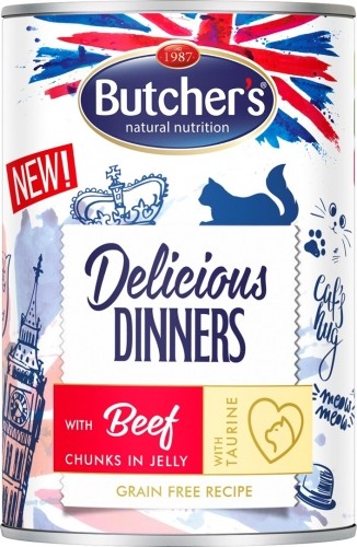 BUTCHER'S Delicious Dinners Pieces of beef in jelly - wet cat food - 400g image 1