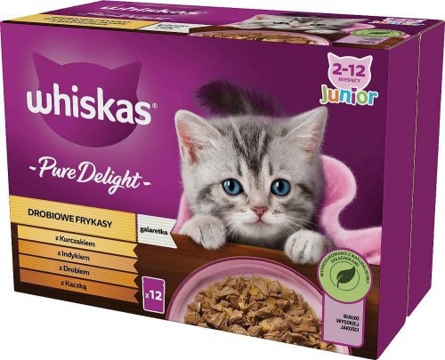 WHISKAS poultry fritters junior poultry, duck, turkey, chicken - wet cat food - 12x85 g image 1
