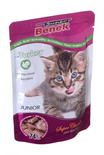 CERTECH Super Benek Junior saszetka dla kota z kawałkami indyka w sosie 100g image 1