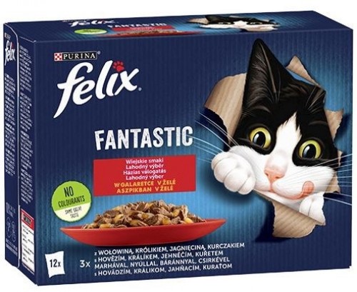 Purina Nestle Felix Fantastic country flavors in jelly beef, chicken, lamb, rabbit - (12 x 85 g) image 1