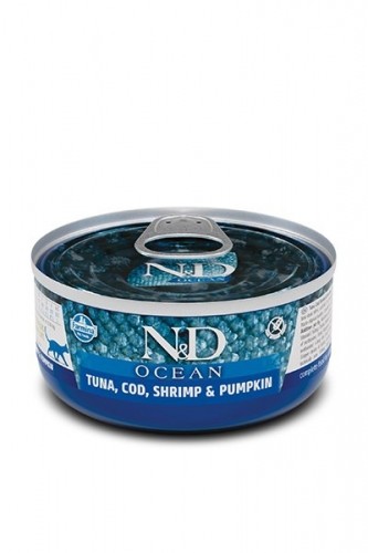 FARMINA N&D CAT OCEAN TUNA,COD,SHRIMP&PUMPKIN 70g image 1