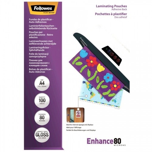 Fellowes, Lamination film, self-adhesive A4 80 mic. 100 pcs. image 1