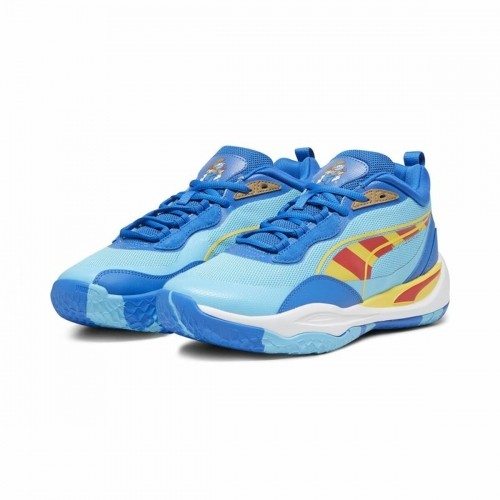 Basketball Shoes for Adults Puma THE SMURFS Playmaker Pro Light Blue image 1