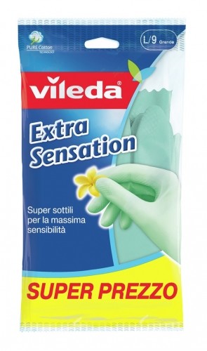 Vileda Extra Sensation Household gloves Green Cotton, Latex 1 pc(s) image 1