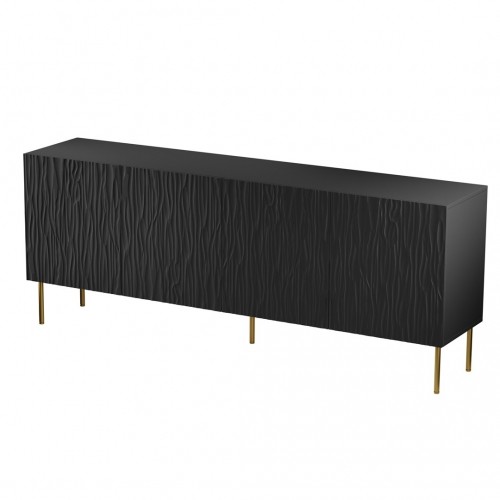 Cama Meble JUNGLE chest of drawers 190x40.5x74.5 black matt + golden legs image 1