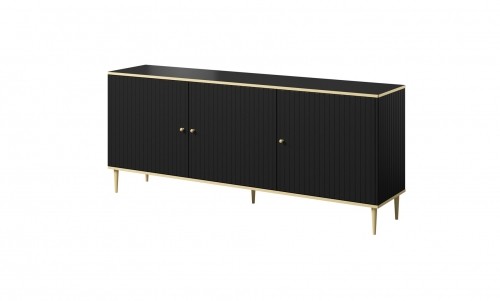 Cama Meble GLAMOUR chest 180x40x75.5 cm black matt + gold image 1