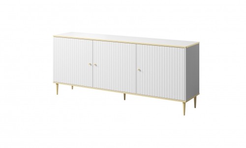 Cama Meble GLAMOUR chest 180x40x75.5 cm white matt + gold image 1