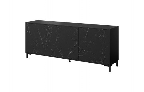 Cama Meble MARMO 3D chest of drawers 200x45x80,5 cm matte black/marble black image 1