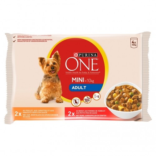 Purina Nestle PURINA One Mini Adult Chicken, Beef - wet dog food - 4x100 g image 1