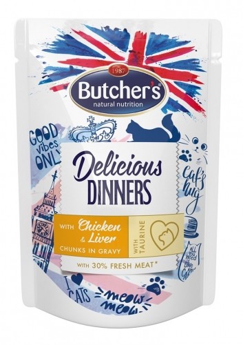 BUTCHER'S Delicious Dinners with chicken and liver - wet cat food - 100 g image 1