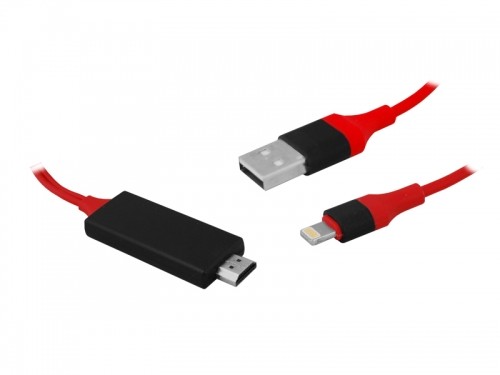 IPHONE MHL HDMI|Zibens + USB 2M kabelis. image 1
