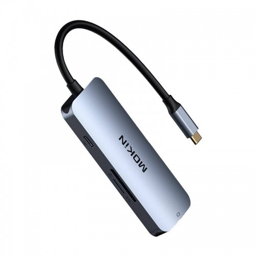 MOKiN 7 in 1 Multiports Hub USB-C to 3x USB3.0+ SD|TF + HDMI + PD (silver) image 1