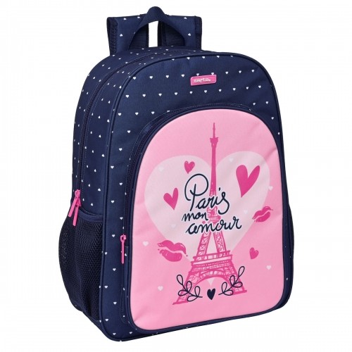 School Bag Safta Paris Pink Navy Blue 33 x 42 x 14 cm image 1