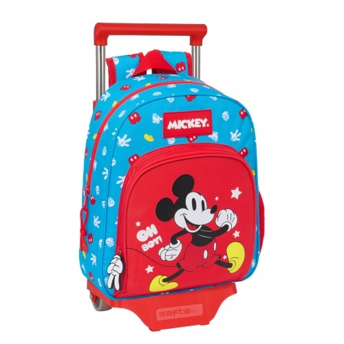 School Rucksack with Wheels Mickey Mouse Clubhouse Fantastic Blue Red 28 x 34 x 10 cm image 1