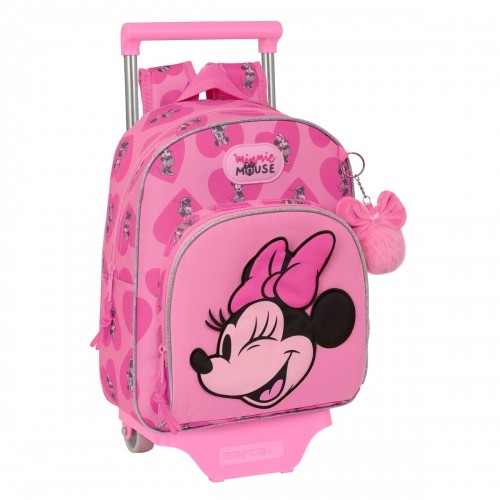 School Rucksack with Wheels Minnie Mouse Loving Pink 28 x 34 x 10 cm image 1