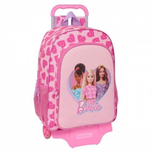 Skolas mugursoma ar riteņiem Barbie Love Rozā 33 x 42 x 14 cm image 1