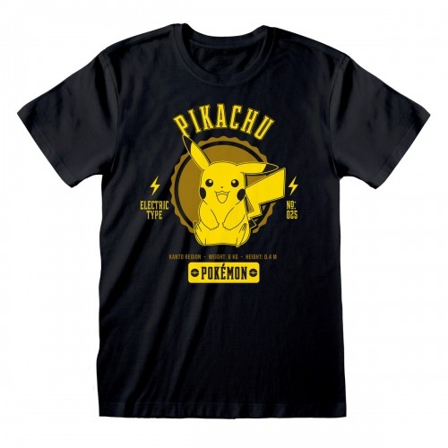 Short Sleeve T-Shirt Pokémon Collegiate Picachu Black Unisex image 1
