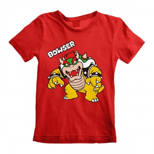 Child's Short Sleeve T-Shirt Super Mario Bowser Text Red image 1