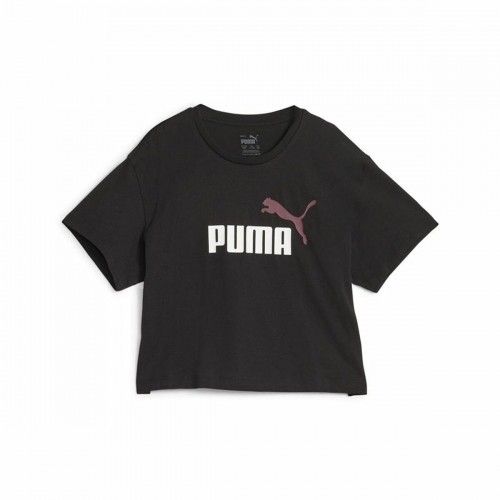 Child's Short Sleeve T-Shirt Puma Girls Logo Cropped Black image 1