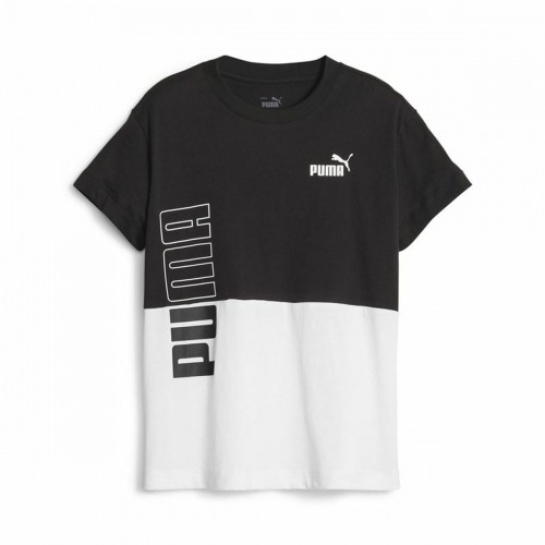 Child's Short Sleeve T-Shirt Puma Power Colorblock White Black image 1