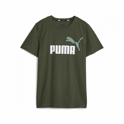Детский Футболка с коротким рукавом Puma Ess+ 2 Col Logo Темно-зеленый image 1