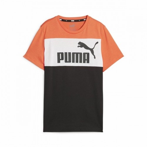 Child's Short Sleeve T-Shirt Puma Ess Block Black Orange image 1