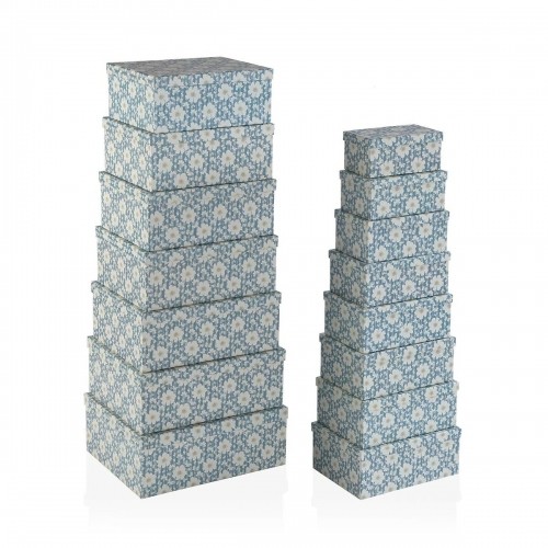 Set of Stackable Organising Boxes Versa Flowers Cardboard 15 Pieces 35 x 16,5 x 43 cm image 1