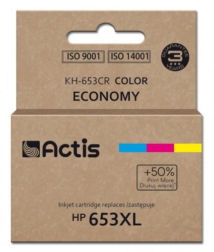 Actis KH-653CR printer ink, replacement HP 653XL 3YM74AE; Premium; 18ml; 300 pages; colour image 1