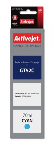 Activejet AH-GT52C ink (replacement for HP GT-52C M0H54AE; Supreme; 70 ml; cyan) image 1