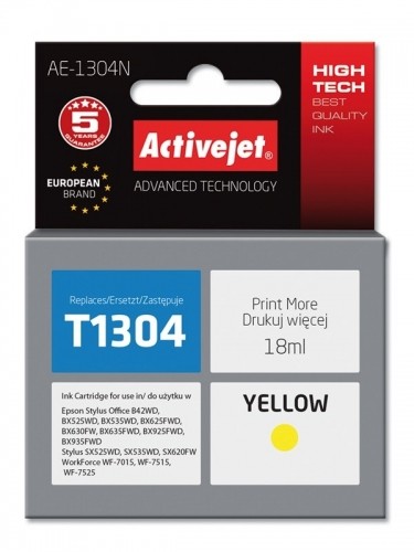 Activejet AE-1304N Ink (replacement for Epson T1304; Supreme; 18 ml; yellow) image 1