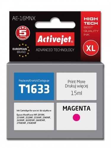 Activejet AE-16MNX Ink cartridge (replacement for Epson 16XL T1633; Supreme; 15 ml; magenta) image 1
