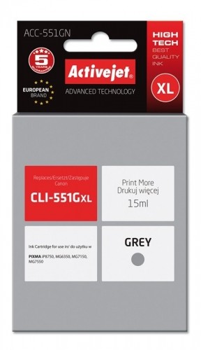 Activejet ACC-551GN ink (replacement for Canon CLI-551G; Supreme; 15 ml; grey) image 1