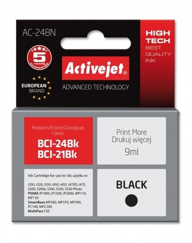 Activejet AC-24BN ink (replacement for Canon BCI-24Bk; Supreme; 9 ml; black) image 1