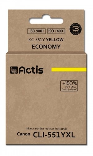 Actis KC-551Y ink (replacement for Canon CLI-551Y; Standard; 12 ml; yellow (with chip) image 1