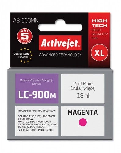 Activejet AB-900MN Ink (replacement for Brother LC900M; Supreme; 17.5 ml; magenta) image 1