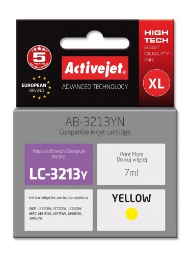 Activejet AB-3213YN Ink cartridge (replacement for Brother LC3213Y; Supreme; 7 ml; yellow) image 1