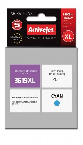 Activejet AB-3619CNX ink (replacement for Brother LC3619C XL; Supreme; 20 ml; cyan) image 1