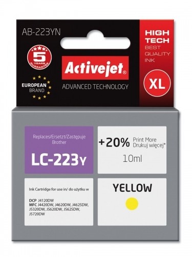 Activejet AB-223YN Ink (replacement for Brother LC223Y; Supreme; 10 ml; yellow) image 1
