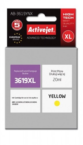 Activejet AB-3619YNX Ink cartridge (replacement for Brother LC3619Y XL; Supreme; 20 ml; yellow) image 1