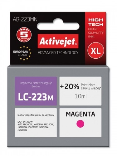 Activejet AB-223MN Ink Cartridge (Replacement for Brother LC223M; Supreme; 10 ml; magenta) image 1