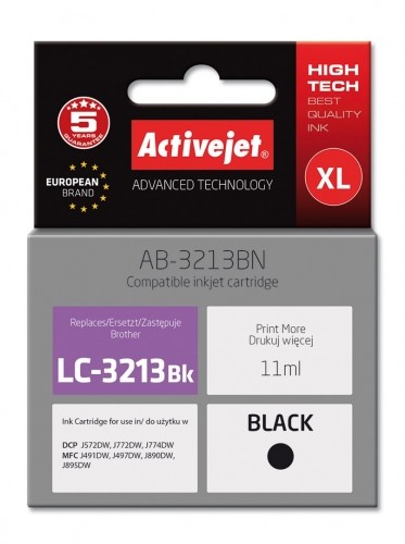 Activejet AB-3213BN Ink Cartridge (replacement for Brother LC3213BK; Supreme; 11 ml; black) image 1