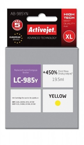 Activejet AB-985YN ink (replacement for Brother LC985Y; Supreme; 19.5 ml; yellow) image 1