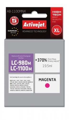 Activejet AB-1100MNX ink (replacement for Brother LC1100/LC980M; Supreme; 19.5 ml; magenta) image 1