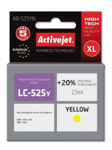 Activejet AB-525YN Ink (Replacement for Brother LC525Y; Supreme; 15 ml; yellow) image 1
