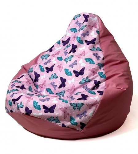 Go Gift Sako bag pouffe Pear print dark pink-butterfly XL 130 x 90 cm image 1